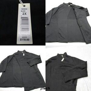 Max Studio Cardigan Jacket Womens 2X Black Open Front Knit Coat Stretch $118 NEW